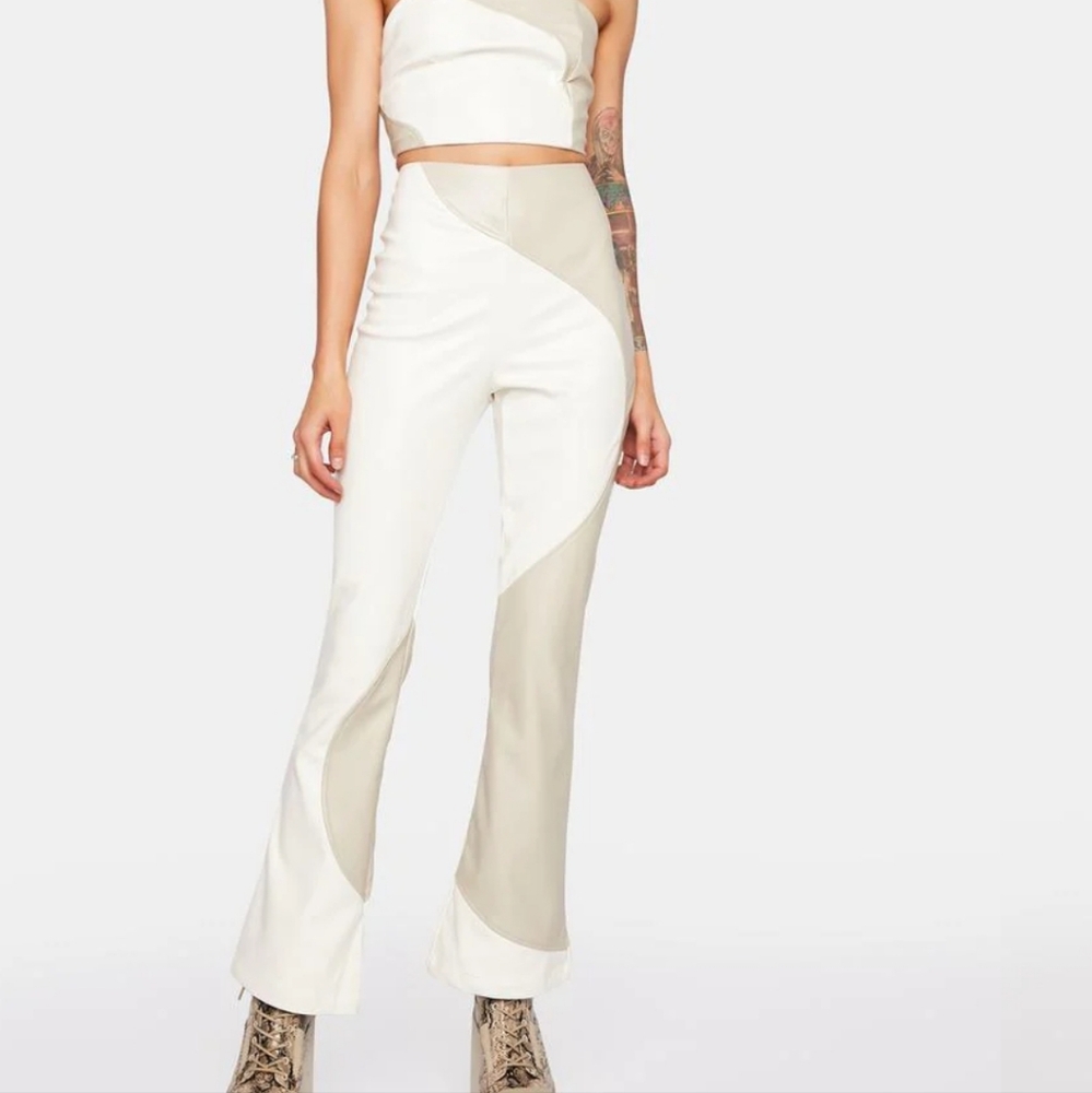 PRETTY GARBAGE Color Block Vegan Leather Pants - Small